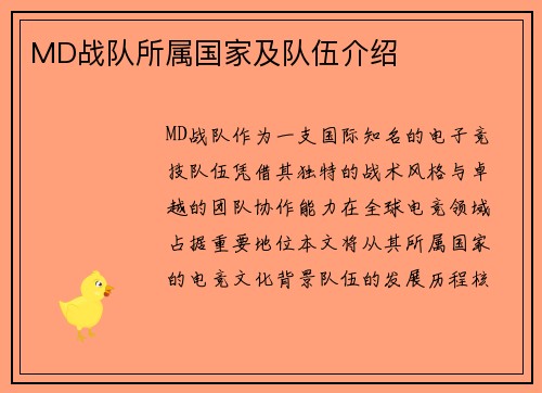 MD战队所属国家及队伍介绍